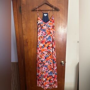 Tahari ASL Floral Slip Maxi Dress, Vibrant Watercolor Print, Size Small